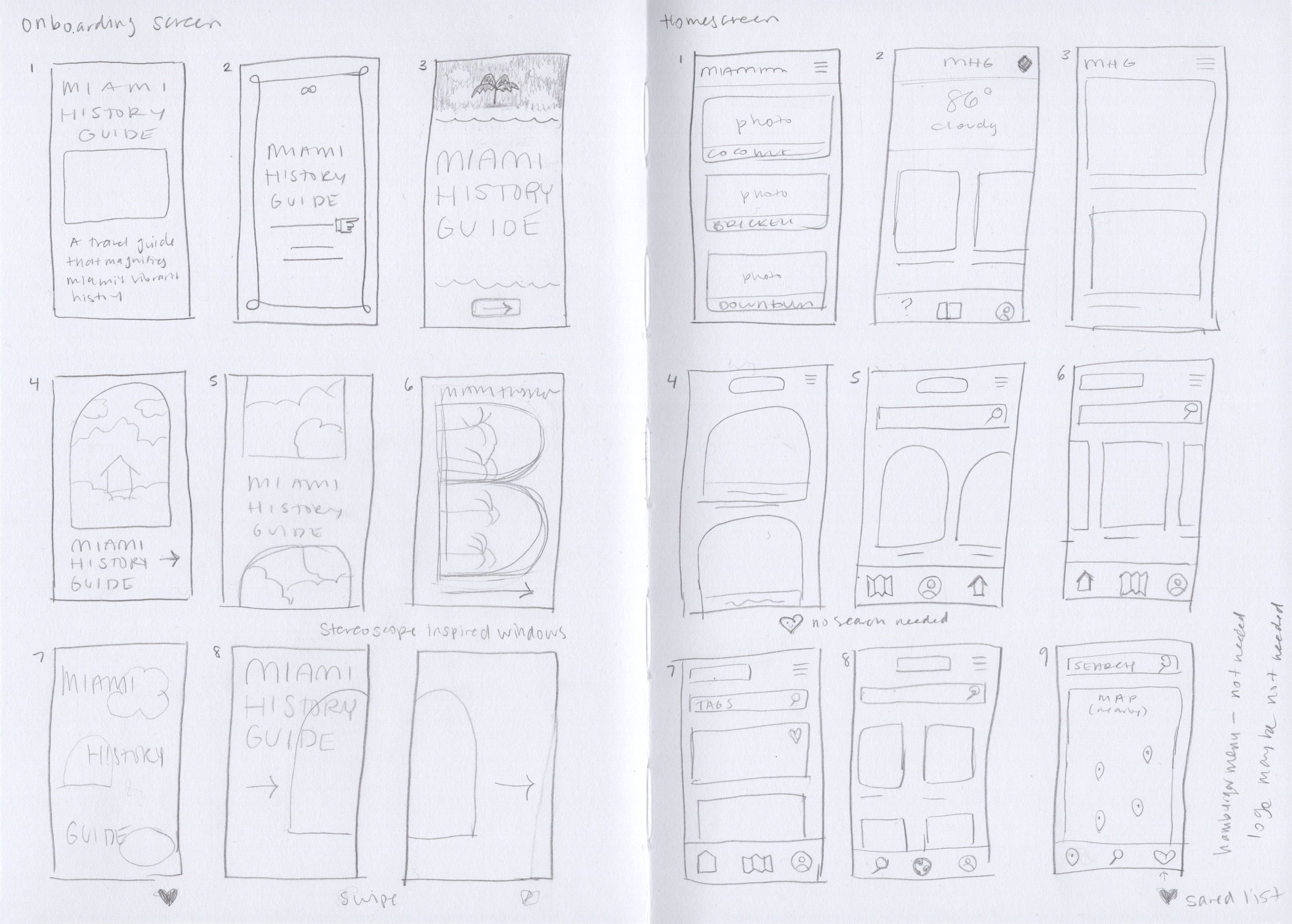 notebook sketches of app